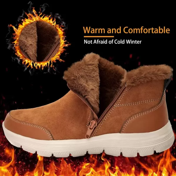TIOSEBON Women's Winter Ankle Fur Lined Boots Anti-Slip On Resistant Booties Shoes