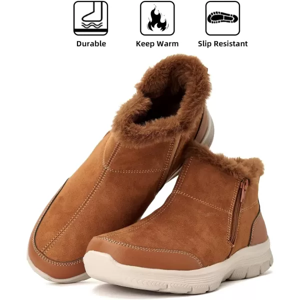 TIOSEBON Women's Winter Ankle Fur Lined Boots Anti-Slip On Resistant Booties Shoes