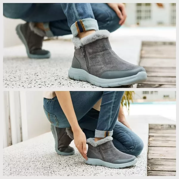 TIOSEBON Women's Winter Ankle Fur Lined Boots Anti-Slip On Resistant Booties Shoes