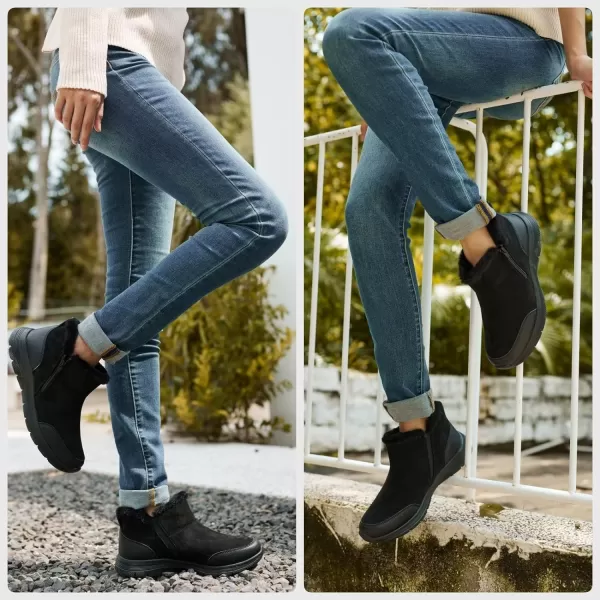 TIOSEBON Women's Winter Ankle Fur Lined Boots Anti-Slip On Resistant Booties Shoes