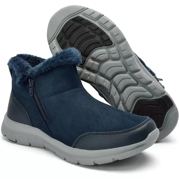 TIOSEBON Women's Winter Ankle Fur Lined Boots Anti-Slip On Resistant Booties Shoes