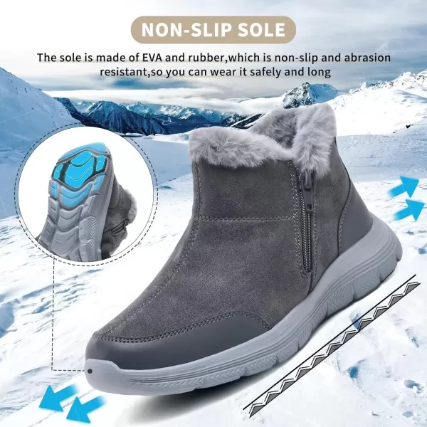 TIOSEBON Women's Winter Ankle Fur Lined Boots Anti-Slip On Resistant Booties Shoes