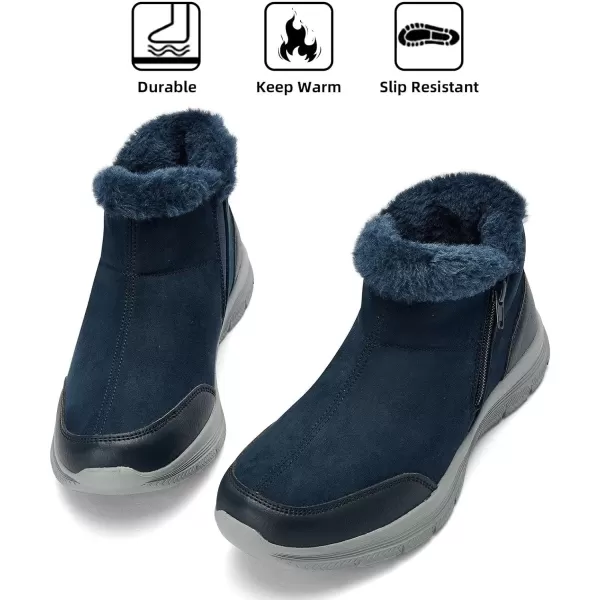 TIOSEBON Women's Winter Ankle Fur Lined Boots Anti-Slip On Resistant Booties Shoes