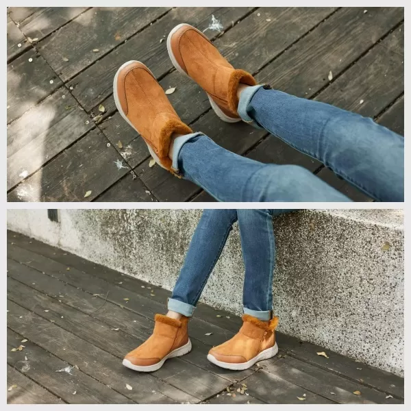 TIOSEBON Women's Winter Ankle Fur Lined Boots Anti-Slip On Resistant Booties Shoes