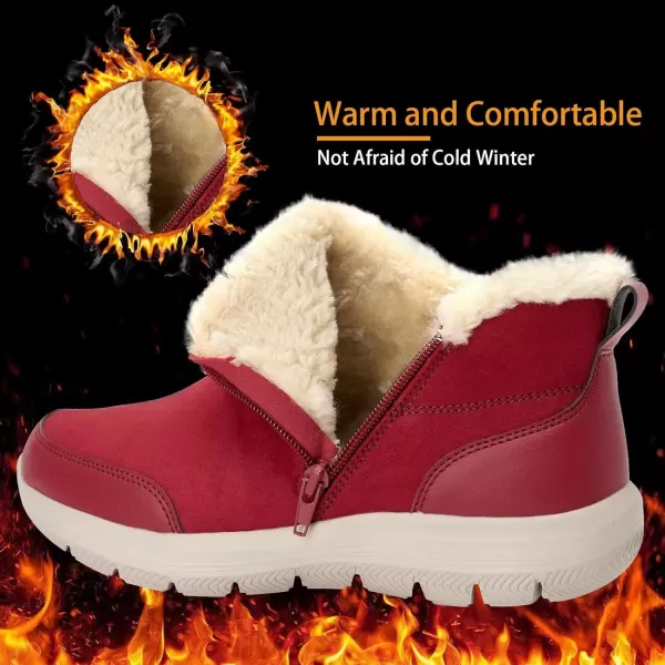 TIOSEBON Women's Winter Ankle Fur Lined Boots Anti-Slip On Resistant Booties Shoes