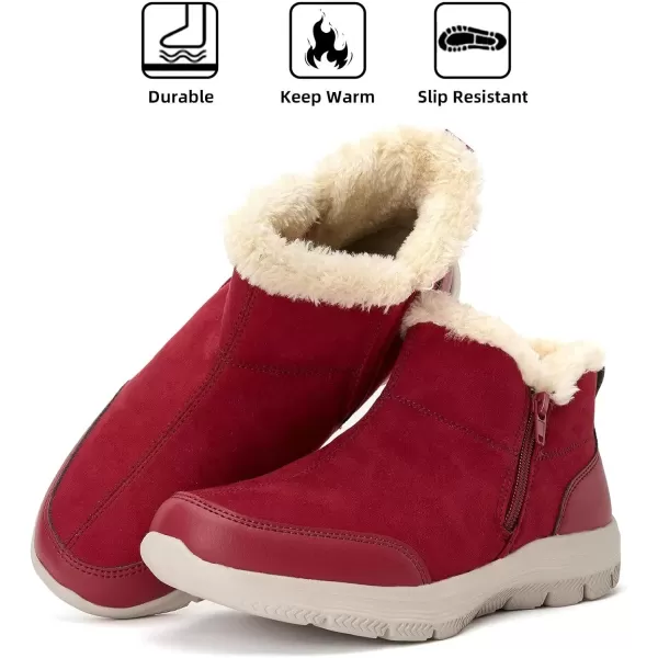 TIOSEBON Women's Winter Ankle Fur Lined Boots Anti-Slip On Resistant Booties Shoes