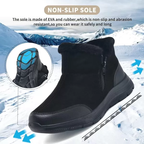 TIOSEBON Women's Winter Ankle Fur Lined Boots Anti-Slip On Resistant Booties Shoes