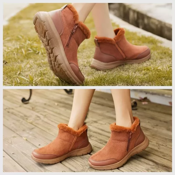 TIOSEBON Women's Winter Ankle Fur Lined Boots Anti-Slip On Resistant Booties Shoes