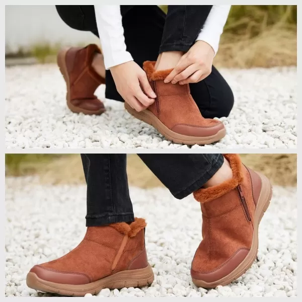 TIOSEBON Women's Winter Ankle Fur Lined Boots Anti-Slip On Resistant Booties Shoes