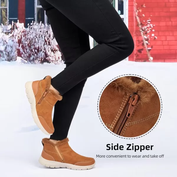 TIOSEBON Women's Winter Ankle Fur Lined Boots Anti-Slip On Resistant Booties Shoes