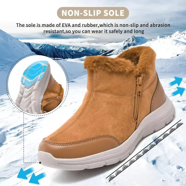 TIOSEBON Women's Winter Ankle Fur Lined Boots Anti-Slip On Resistant Booties Shoes