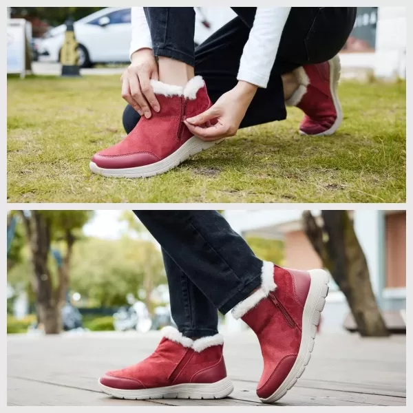 TIOSEBON Women's Winter Ankle Fur Lined Boots Anti-Slip On Resistant Booties Shoes