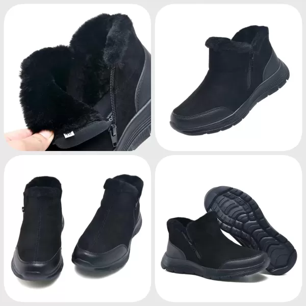 TIOSEBON Women's Winter Ankle Fur Lined Boots Anti-Slip On Resistant Booties Shoes