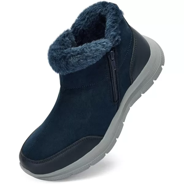 TIOSEBON Women's Winter Ankle Fur Lined Boots Anti-Slip On Resistant Booties Shoes