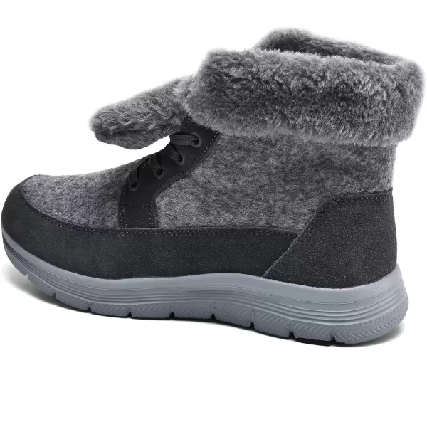 TIOSEBON Women's Winter Fur Lined Boots Ankle Short Booties Slip-Resistant Walking Shoes