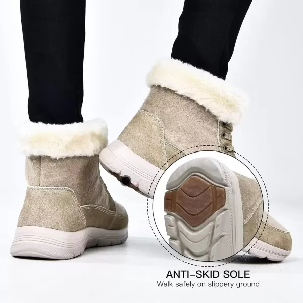 TIOSEBON Women's Winter Fur Lined Boots Ankle Short Booties Slip-Resistant Walking Shoes