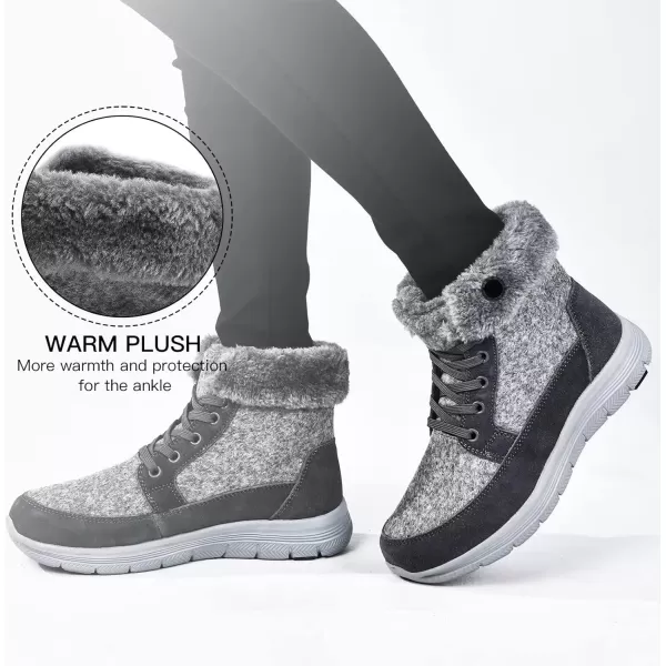 TIOSEBON Women's Winter Fur Lined Boots Ankle Short Booties Slip-Resistant Walking Shoes