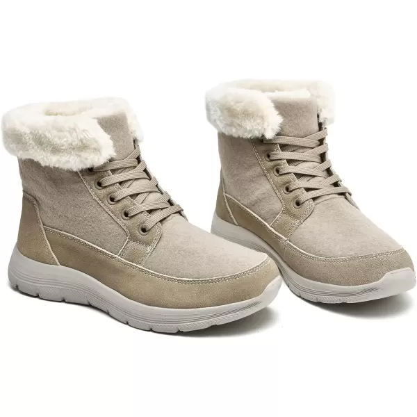 TIOSEBON Women's Winter Fur Lined Boots Ankle Short Booties Slip-Resistant Walking Shoes