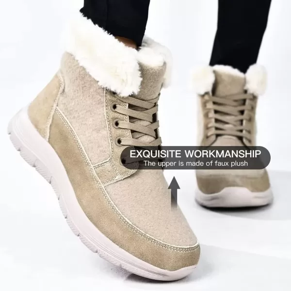 TIOSEBON Women's Winter Fur Lined Boots Ankle Short Booties Slip-Resistant Walking Shoes