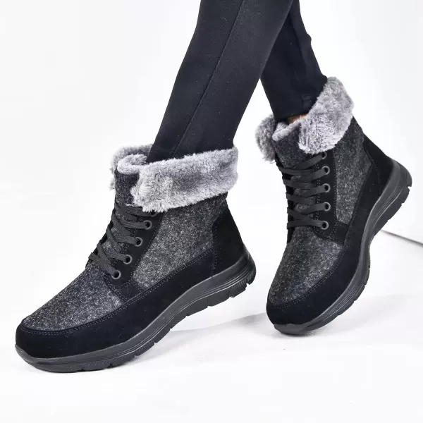 TIOSEBON Women's Winter Fur Lined Boots Ankle Short Booties Slip-Resistant Walking Shoes