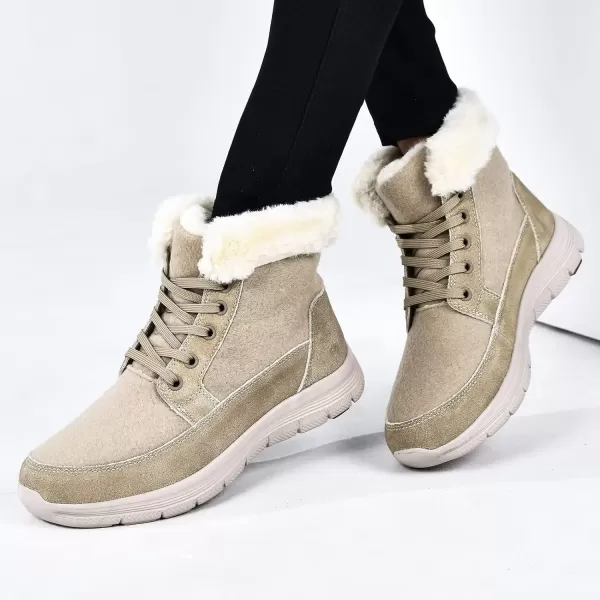 TIOSEBON Women's Winter Fur Lined Boots Ankle Short Booties Slip-Resistant Walking Shoes