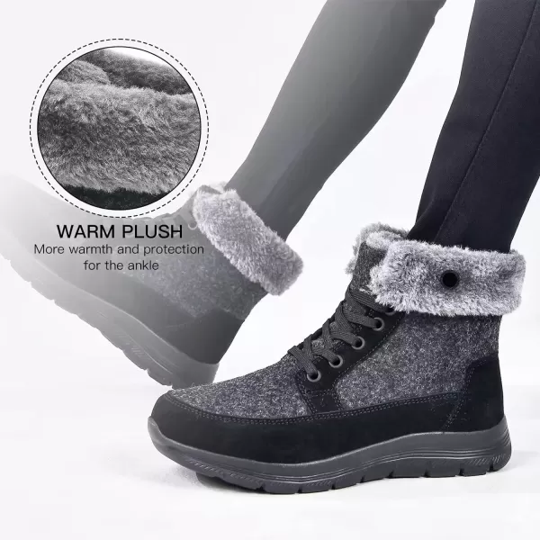 TIOSEBON Women's Winter Fur Lined Boots Ankle Short Booties Slip-Resistant Walking Shoes