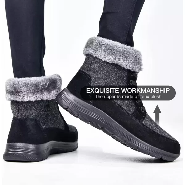 TIOSEBON Women's Winter Fur Lined Boots Ankle Short Booties Slip-Resistant Walking Shoes