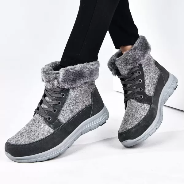 TIOSEBON Women's Winter Fur Lined Boots Ankle Short Booties Slip-Resistant Walking Shoes