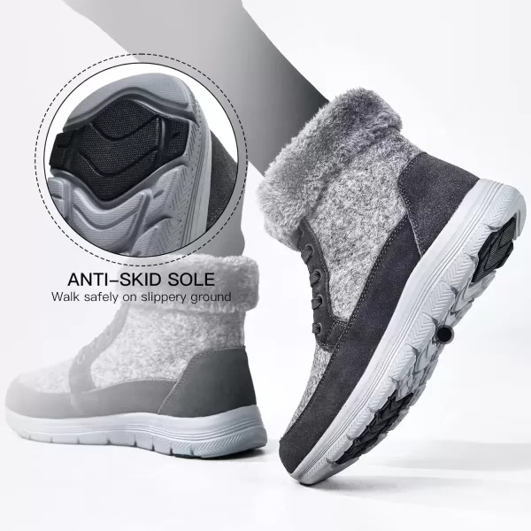 TIOSEBON Women's Winter Fur Lined Boots Ankle Short Booties Slip-Resistant Walking Shoes