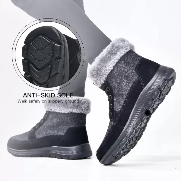 TIOSEBON Women's Winter Fur Lined Boots Ankle Short Booties Slip-Resistant Walking Shoes