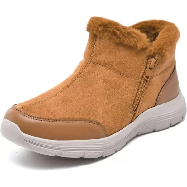TIOSEBON Women's Winter Ankle Fur Lined Boots Anti-Slip On Resistant Booties Shoes