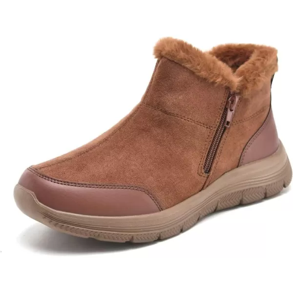 TIOSEBON Women's Winter Ankle Fur Lined Boots Anti-Slip On Resistant Booties Shoes