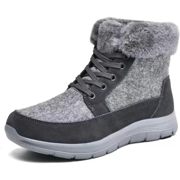 TIOSEBON Women's Winter Fur Lined Boots Ankle Short Booties Slip-Resistant Walking Shoes
