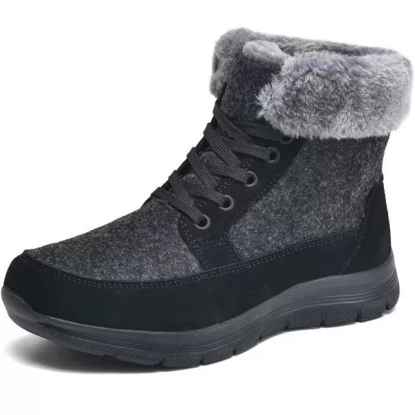TIOSEBON Women's Winter Fur Lined Boots Ankle Short Booties Slip-Resistant Walking Shoes