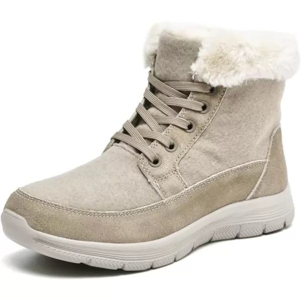 TIOSEBON Women's Winter Fur Lined Boots Ankle Short Booties Slip-Resistant Walking Shoes