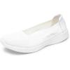 imageTIOSEBON Womens SlipOn Loafer Flat Foam Mesh Comfortable Walking Shoes 23826 All White 7 US