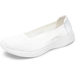 imageTIOSEBON Womens SlipOn Loafer Flat Foam Mesh Comfortable Walking Shoes 23826 All White 7 US
