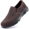 imageTIOSEBON Mens Mesh Slip On Walking Shoes LoafersWork Drving Tennis ShoesABrownblack