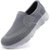 imageTIOSEBON Mens Mesh Slip On Walking Shoes LoafersWork Drving Tennis ShoesADeep Graygray