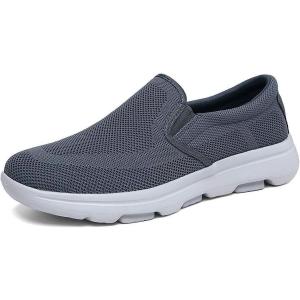 imageTIOSEBON Mens Mesh Slip On Walking Shoes LoafersWork Drving Tennis ShoesADeep Gray