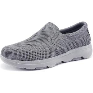 imageTIOSEBON Mens Mesh Slip On Walking Shoes LoafersWork Drving Tennis ShoesADeep Graygray