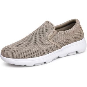 imageTIOSEBON Mens Mesh Slip On Walking Shoes LoafersWork Drving Tennis ShoesAKhaki