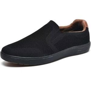 imageTIOSEBON Mens Memory Foam Mesh Walking Shoes Arch Support Comfort Slipon LoaferBlack