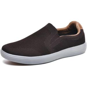 imageTIOSEBON Mens Memory Foam Mesh Walking Shoes Arch Support Comfort Slipon LoaferBrown
