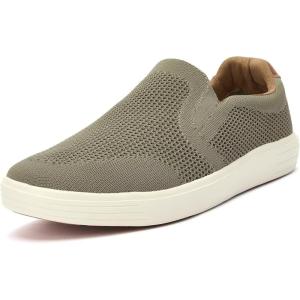 imageTIOSEBON Mens Memory Foam Mesh Walking Shoes Arch Support Comfort Slipon LoaferKhakiGreen