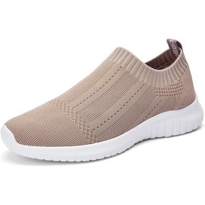 image:imageTIOSEBON Womens Walking Sock Shoes Elastic Knit Lightweight Slip on Breathable Yoga SneakersANude