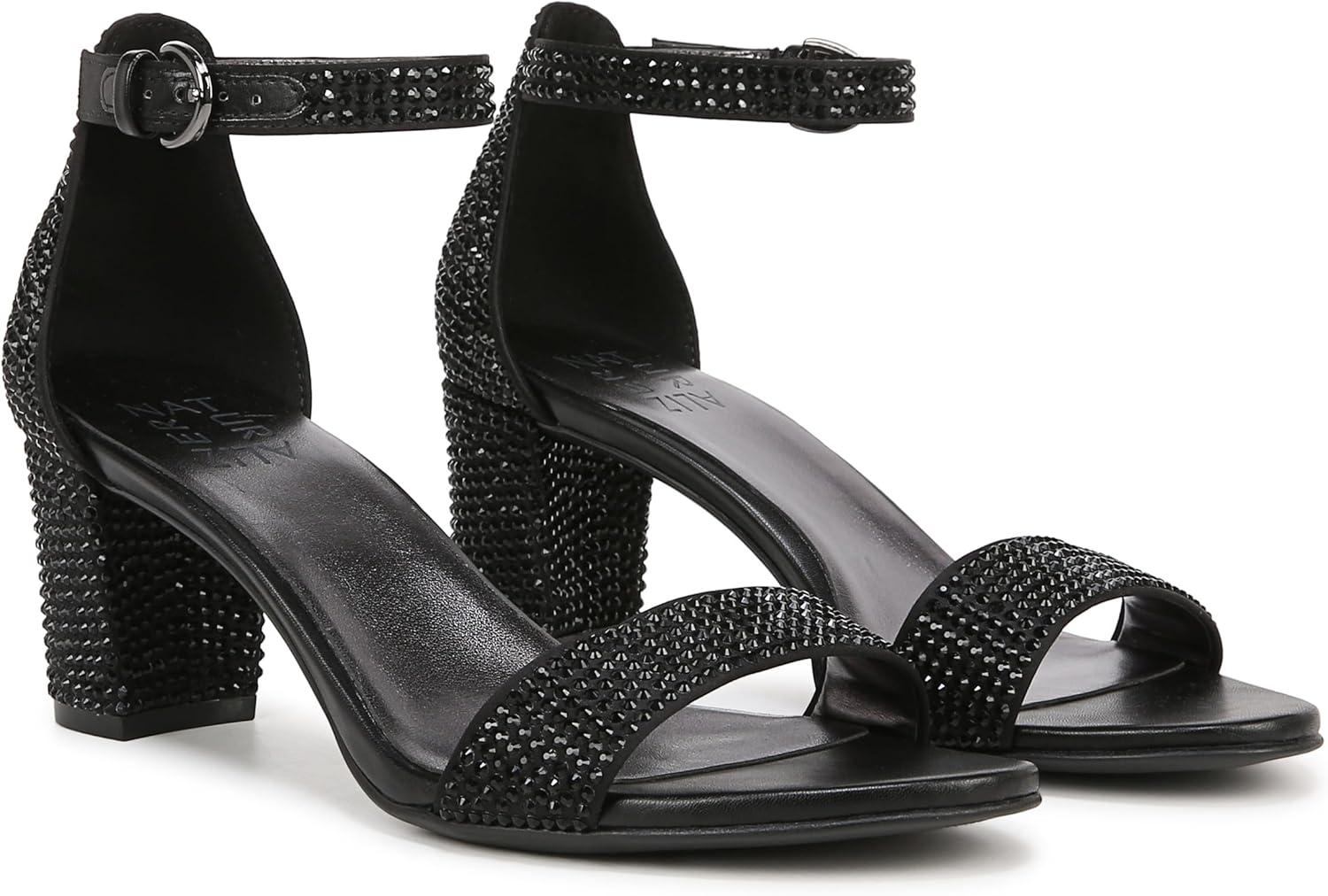 imageNaturalizer Womens Vera Ankle Strap Block Heel Dress SandalBlack Glitz