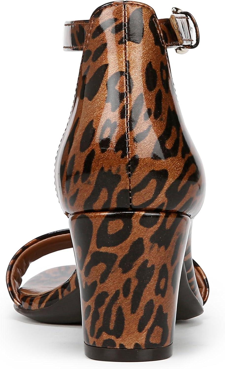 imageNaturalizer Womens Vera Ankle Strap Block Heel Dress SandalCheetah Animal Print Patent