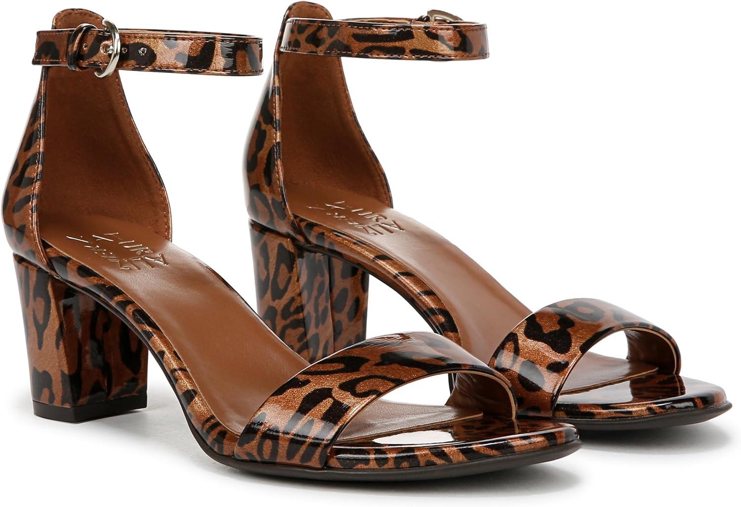imageNaturalizer Womens Vera Ankle Strap Block Heel Dress SandalCheetah Animal Print Patent