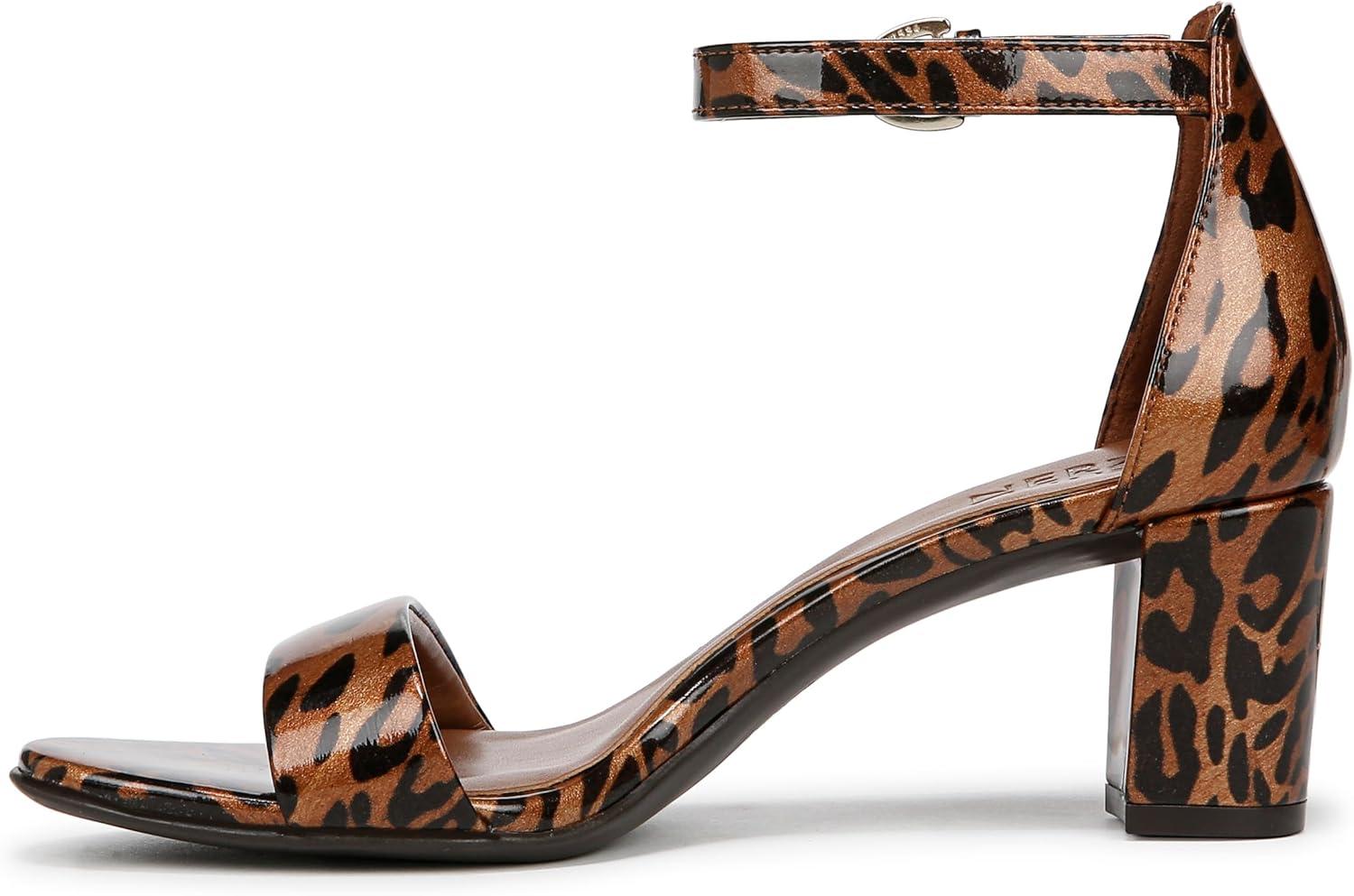 imageNaturalizer Womens Vera Ankle Strap Block Heel Dress SandalCheetah Animal Print Patent
